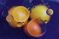 Colorful circles, abstract effect of oily drops on the water, on the black background Royalty Free Stock Photo