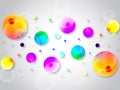 Colorful circles on grey background . Royalty Free Stock Photo