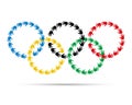 Colorful circles olympic emblem made with hand prints.