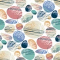 Colorful circles and ovals seamless pattern