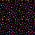 Colorful circles over black background in a seamless pattern