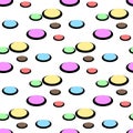 Colorful circles seamless pattern. Fashionable geometric background in trendy colors soft pink, navy blue, mint, coral Royalty Free Stock Photo
