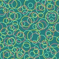 Colorful circles seamless pattern. Geometric background in trendy colors: pale pink, navy blue, mint, coral. Different Royalty Free Stock Photo