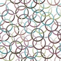 Colorful circles seamless pattern with hair structure. Royalty Free Stock Photo