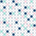 Colorful circles seamless pattern. Simple dots texture. Pink, navy. Baby pattern. Royalty Free Stock Photo