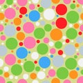 Colorful circles seamless pattern. Trendy colors circles. Flat and solid color vector illustration. Royalty Free Stock Photo