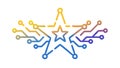 Colorful Circuit Board Star Technology Vector Icon, vector design Generative AI Royalty Free Stock Photo