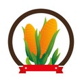 Colorful circular emblem with corn vegetable Royalty Free Stock Photo
