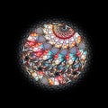 Colorful circular glowing stained glass window isolated on black