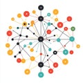 Colorful circular network diagram visualizing data connections and relationships