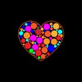 Colorful Circular Objects in a heart sign and symbol