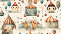 Colorful Circus Elements Seamless Pattern AI Generated