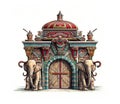 Colorful Circus Gate Adorned With Elephants Created With Generative AI Technology