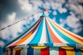 colorful circus striped tent against the background of the summer sky Generative AI Royalty Free Stock Photo