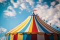 colorful circus striped tent against the background of the summer sky Generative AI Royalty Free Stock Photo