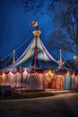 colorful circus tent with spotlights at night Royalty Free Stock Photo
