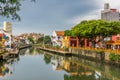 Colorful Buildings and River in Melacca, Malaysia