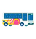 Colorful city bus vector illustration, side view of a modern public transport bus, flat design. Urban transportation Royalty Free Stock Photo