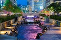 Colorful city lights of Cheonggyecheon Stream Park Royalty Free Stock Photo