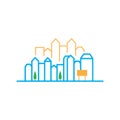 colorful city line drawing logo vector stack building skyline design concept Royalty Free Stock Photo