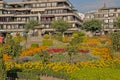 Colorful city park with flower beds in Braga