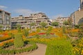 Colorful city park with flower beds in Braga