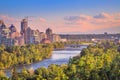 A Colorful City Sunset In Calgary Royalty Free Stock Photo