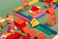 Colorful city toys cars aeroplanes houses Royalty Free Stock Photo