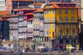 Colorful cityscape facades at the port of Porto Portugal