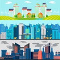 Colorful Cityscape Horizontal Banners Royalty Free Stock Photo