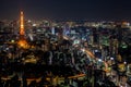 A colorful of cityscape night top view of Tokyo tower