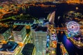 A colorful of cityscape night top view of Yokohama Royalty Free Stock Photo