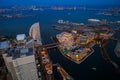 A colorful of cityscape night top view of Yokohama Royalty Free Stock Photo