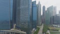 Colorful cityscape of Singapore from rooftop. Shot. Futuristic skyscrapers. Top view of the financial center of