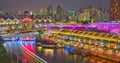 Colorful Clarke Quay Singapore Night Scene