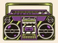 Colorful classic retro portable boombox