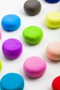 Colorful clay on the table display in line