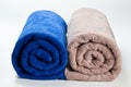 Colorful clean cotton towels isolated on white