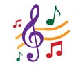 colorful clef and music notes vector illustration