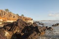 Colorful cliffs and black rocks