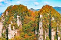 Colorful cliffs in Zhangjiajie Forest Park.