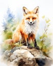 Colorful Climber: An Illustration of a Cocky Fox Perched on a Ro