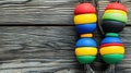 Colorful climbing holds on wood background Royalty Free Stock Photo