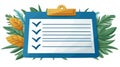 Colorful clipboard with checkboxes and leaves, perfect for task management visuals Royalty Free Stock Photo