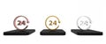 Colorful Clock 24 hours icon isolated on white background. All day cyclic icon. 24 hours service symbol. Minimalism