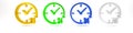 Colorful Clock 24 hours icon isolated on white background. All day cyclic icon. 24 hours service symbol. Minimalism