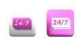 Colorful Clock 24 hours icon isolated on white background. All day cyclic icon. 24 hours service symbol. Square button