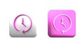 Colorful Clock icon isolated on white background. Time symbol. Square button. 3D render illustration