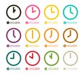 Colorful Clock Icons Set Isolated