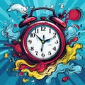 Colorful clock illustration with a pattern background Royalty Free Stock Photo